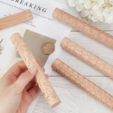 5Pcs 5 Style Wooden Rolling Pin, for Baking Embossed Cookies, Kitchen Tool, Tree Stripe & Paw Print & Flower & Cobblestone/Oval, PeachPuff, 150x20mm, 5 style, 1pc/style, 5pcs