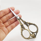 420 Stainless Steel Retro-style Sewing Scissors for Embroidery, Craft, Art Work & Cutting Thread, with Alloy Handle, Antique Bronze, 11.85x5.3x0.5cm