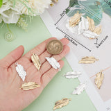 20Pcs 2 Colors Brass Pendants, Cadmium Free & Lead Free, Leaf Charm, Golden & Silver, 32x12.5x1mm, Hole: 2mm, 10pcs/color