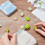 Knitting Tool Kit, Including Monstera Leaf Silicone Needles Protectors Stoppers, Plastic Knitting Stitch Maker Rings, Mixed Color, 64Pcs/box