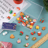 32Pcs 16 Styles Opaque Resin Pendants, Christmas Charms, with Platinum Tone Iron Loops, Gift Box & Bell & Star & Christmas Tree, Mixed Shapes, Mixed Color, 21~31.5x15~23x4~8.5mm, Hole: 2~2.8mm, 2pcs/style