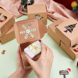 24Pcs 6 Styles Christmas Theme Folding Kraft Paper Cardboard Jewelry Gift Boxes, with Visible Window, Mixed Patterns, Finished Product: 10x10x6.3cm, 4pcs/style