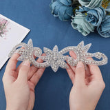 Hotfix Rhinestone, Iron on Patches, Wedding Theme, Dress Shoes Garment Decoration, Flower, Crystal, 165~175x57x6.5mm