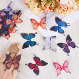 80Pcs 8 Colors Artificial 2-Layer Fibre Tulle Ornament Accessories, 3D Craft Organza Butterfly, with Crystal Rhinestone, Mixed Color, 45x37x3mm, 10pcs/color