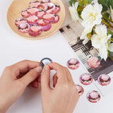 Self-Adhesive Acrylic Rhinestone Stickers, for DIY Decoration and Crafts, Faceted, Half Round, Pink, 30x6mm, 50pcs/box