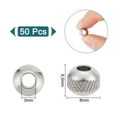 50Pcs 201 Stainless Steel Beads, Column, Cadmium Free & Nickel Free & Lead Free, Rondelle, Stainless Steel Color, 8x6.5mm, Hole: 3mm