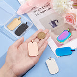 6 pcs 6 Colors 201 Stainless Steel Pendants, Stamping Blank Tag, Rectangle, Mixed Color, 50x28x2mm, Hole: 4.5x10mm, 11x5mm, 1pc/color