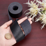 PU Leather Fabric Plain Lychee Fabric, for Shoes Bag Sewing Patchwork DIY Craft Appliques, Black, 3.75x0.15cm