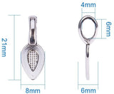 Tibetan Style Glue-on Flat Pad Bails, Lead Free & Cadmium Free, Antique Silver, Leaf, Antique Silver, 21x8x6mm, Hole: 4x6mm