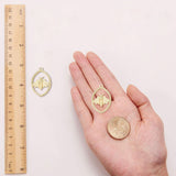 Rack Plating Alloy Pendants, Oval with Bees, Light Gold, 28.5x18x2.5mm, Hole: 1.5mm, 30pcs/box