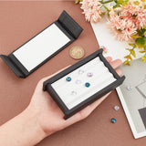 4-Slot Rectangle PU Letaher Loose Diamond Presentation Box, Small Gems Showing Case with Lid for Diamond Storage, Black, 12.05x6.5x2.5cm