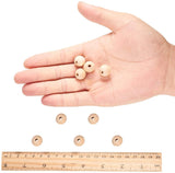 Round Unfinished Wood Beads, Moccasin, 16x14~15mm, Hole: 3mm