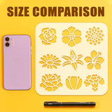 3Pcs 3 Styles PET Hollow Out Drawing Painting Stencils, for DIY Scrapbook, Photo Album, Flower, 200x200mm, 1pc/style