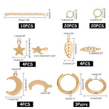 DIY 304 Stainless Steel Earring Making Kits, include Huggie Hoop Earrings & Pendants & Jump Rings & Chain Extender, Golden, 9 Gauge, 20x21x3mm, Pin: 1mm, 3pairs