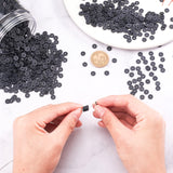 Handmade Polymer Clay Beads, Disc/Flat Round, Heishi Beads, Black, 6x1mm, Hole: 2mm, about 3040~3200pcs/box