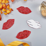 Lip Shape Glass Rhinestone Car Stickers, for Decorate Cars Bumper Window Laptops Luggage, Siam, 64x30x1.5mm, 4pcs/box