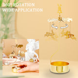 Stainless Steel Spinning Rotary Candle Holder Stand, Rotating Carousel Tea Light Holder, for Wedding Christmas Party Decoration, Rabbit, 10.3x17.6cm