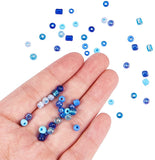 Mixed Style 6/0 Round Glass Seed Beads, Blue, 4mm, Hole: 1.5mm, about 1900pcs/box