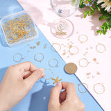 80Pcs 316 Surgical Stainless Steel Hoop Earring Findings, Wine Glass Charms Rings, with 120Pcs 304 Stainless Steel Jump Rings, Golden, 21 Gauge, 24x20x0.7mm