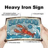 Vintage Metal Tin Sign, Iron Wall Decor for Bars, Restaurants, Cafe Pubs, Rectangle, Shrimp, 300x200x0.5mm
