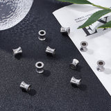 304 Stainless Steel European Beads, Large Hole Beads, Column, Stainless Steel Color, 8x8mm, Hole: 4mm, 30pcs/box