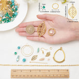 DIY Dangle Earring Kits, Including Alloy Pendants & Links & Linking Rings, Brass Pendants & Linking Rings & Jump Rings & Pins & Earring Hooks & Cable Chains, Glass Beads, Golden, 23x12x1mm, Hole: 1mm