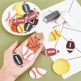 28Pcs 7 Style PU Leather Big Pendants, Sports Charms, Single-Sided Pattern, Mixed Shapes, Mixed Color, 55~57.5x28~55x1~2mm, Hole: 2mm, 4pcs/style