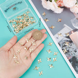 100Pcs Brass Connector Charms, Flower Links, Long-Lasting Plated, Real 24K Gold Plated, 11x15x1mm, Hole: 0.9mm, 100pcs/box