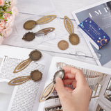 DIY Blank Dome Bookmark Making Kit, Including Flat Round & Oval Iron & Alloy Bookmarks Settings, Glass Cabochons, Antique Bronze, 16Pcs/box