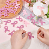 30Pcs Breast Cancer Awareness Ribbon Rhinestone Appliques, Costume Accessories, Rose, 42x28x3.5mm