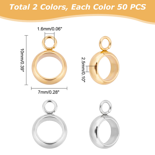 100Pcs 2 Colors 201 Stainless Steel Tube Bails, Loop Bails, Ring Bail ...