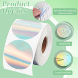 Round Dot Paper Holographic Thermal Printable Label Stickers, Circle Rainbow Glitter Self-Adhesive Thermal Printer Labels for Gift Wrapping, DIY Custom Logo Design, Colorful, 49mm, 400pcs/roll