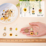 DIY Sunflower and Bee Earring Making Kit, Including Resin & Alloy Enamel Pendants & Links Connectors, Brass Earring Hooks, Natural Obsidian & Glass Pearl Beads, Golden, 112Pcs/box