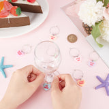 18Pcs 18 Styles Opaque Resin Wine Glass Charms, with Brass Hoop Earring Findings and Glass Seed Bead, Heart, Mixed Color, 50mm, 1pc/style