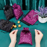 6Pcs 2 Colors Velvet Packing Pouches Drawstring Bags, Rectangle with Moon & Star Pattern, Mixed Color, 18x13x0.65cm, 3pcs/color