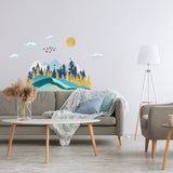 PVC Wall Stickers, for Wall Decoration, Mountain Pattern, 390x980mm