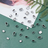 30Pcs 3 Color 201 Stainless Steel Slide Charms, Oval, Stainless Steel Color, 5~10x8.5~12x4.5~6mm, Hole: 3.5~4x7.5~9.5mm, 10pcs/color