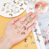 Light Gold Plated Alloy Charms, with Enamel, Dragonfly, Light Gold, Mixed Color, 56pcs