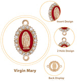 42Pcs 7 Styles Virgin Mary Alloy Crystal Rhinestone Connector Charms, with Enamel, Religion, Light Gold, Oval & Flower Links, Mixed Color, 22x16x2mm and 23x13x2.5mm, Hole: 1.6mm, 6pcs/style