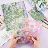 3 Sets 3 Styles A4/A5/A6 PP Plastic Binder Index Divider Sheets, 6 Holes Tab Divider for Notebook, Rectangle with Plants Pattern, Mixed Color, 173~292x106~224x0.3mm, Hole: 5~8mm, 6pcs/set, 1 set/style