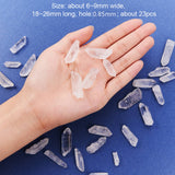 Natural Quartz Crystal Beads, Nuggets, Tusk Shape, Dyed, Clear, 6~9x18~26mm, Hole: 0.85mm, about 23pcs/box