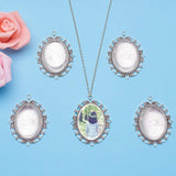 Oval Clear Glass Cabochon Cover, Tibetan Style Pendant Cabochon Settings for DIY, Antique Silver, Size: Pendant: Tray: 40x30mm, 61x48x3mm, Hole: 3mm, 5pcs, Glass Cabochons: 40x30mm, 8mm thick, 5pcs, Box: 16.5x8.5x1.6cm