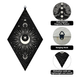 Custom Plywood Pendulum Board, Wall Hanging Ornament, for Witchcraft Wiccan Altar Supplies, Rhombus with Tarot Theme Patterns, Black, 300x170x6mm, 3 styles, 1pc/style, 3pcs/set