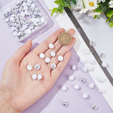 100Pcs 1-Hole Aluminum Buttons, with Polyester Covered, Clothes Coat Down Jacket Buckle, Platinum, White, 10x6mm, Hole: 0.8mm