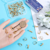 40Pcs 304 Stainless Steel Clip-on Earrings Findings, with Loops, for Non-pierced Ears, Real 18K Gold Plated, 16x12x7.5mm, Hole: 1.8mm