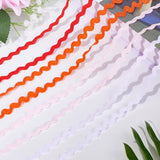 4 Strands 4 Colors Polyester Wave Bending Fringe Trim, Sewing Ribbon, for Cloth Dress DIY Making Decorate, Orange Red,  3/16 inch~3/8 inch(5~8.5mm), about 11~12.5m/strand, 1 Stand/color