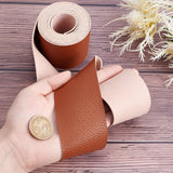 PU Leather Fabric Plain Lychee Fabric, for Shoes Bag Sewing Patchwork DIY Craft Appliques, Saddle Brown, 5x0.15cm