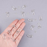 Tibetan Silver Hook and Eye Clasps, Lead Free and Cadmium Free, teardrop, Antique Silver, 20.5x12mm, 7.5mm, Hole:  5mm