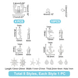 DIY Ocean Theme Charm Ring Making Kit, Including Stainless Steel Cuff Finger Ring Components, Dolphin & Anchor & Sea Horse 316 Surgical Stainless Steel Pendants, Stainless Steel Color, 22Pcs/box