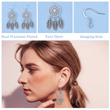 100Pairs Brass Earring Hooks, with Horizontal Loop, Ear Wire, Long-Lasting Plated, Real Platinum Plated, 16.7mm, Hole: 2.2mm, 22 Gauge, Pin: 0.6mm